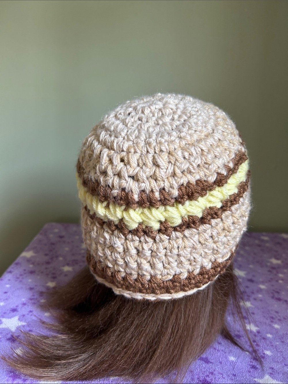 Crochet Women's Beanie with Yellow Flower Accent medium - Picture 5 of 5